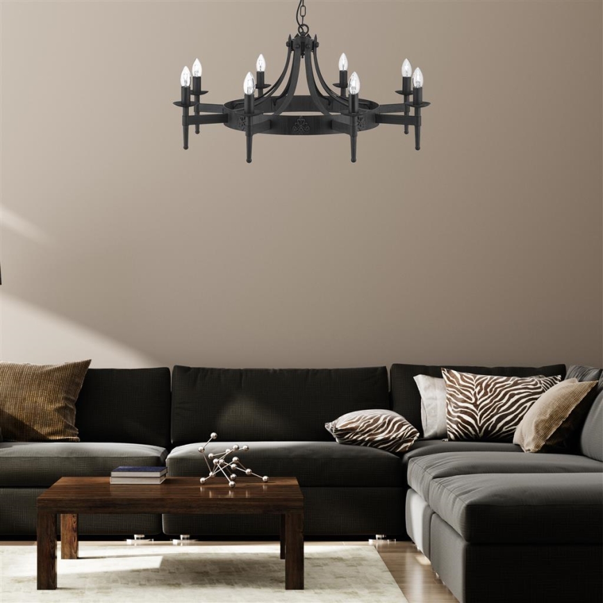 Searchlight - Żyrandol na łańcuchu CARTWHEEL 8xE14/60W/230V czarny