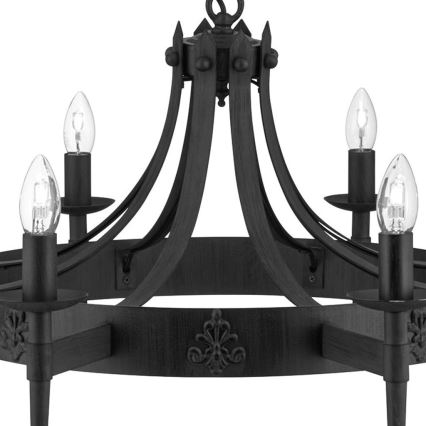 Searchlight - Żyrandol na łańcuchu CARTWHEEL 8xE14/60W/230V czarny