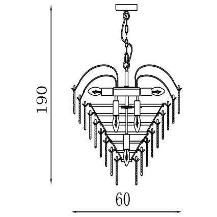 Searchlight - Żyrandol na łańcuchu FEATHER 10xE14/60W/230V