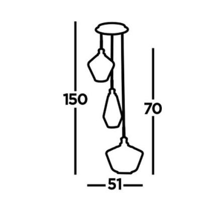 Searchlight - Żyrandol na lince MIA 3xE27/60W/230V mosiądz