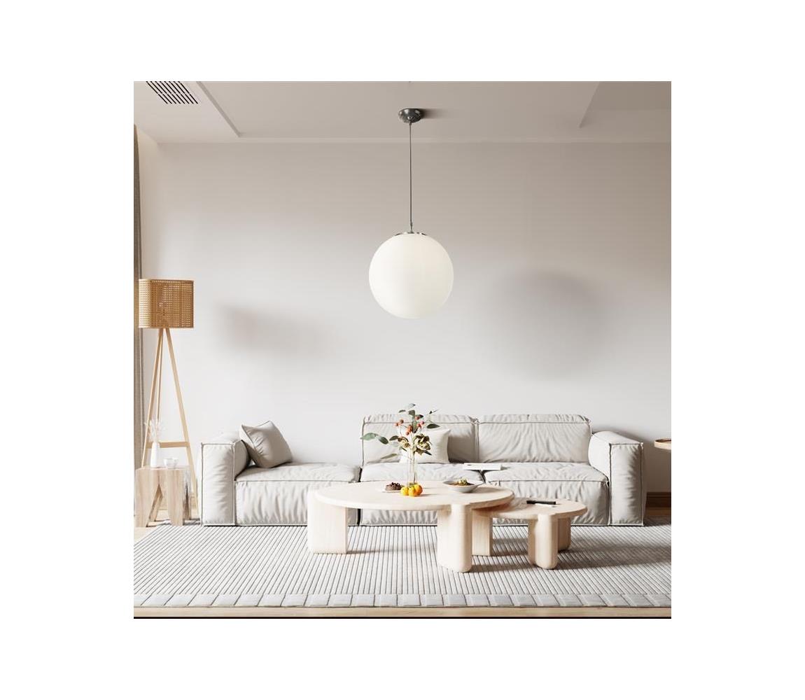 Searchlight 6077 - Żyrandol na lince ATOM 1xE27/60W/230V biały/chrom błyszczący