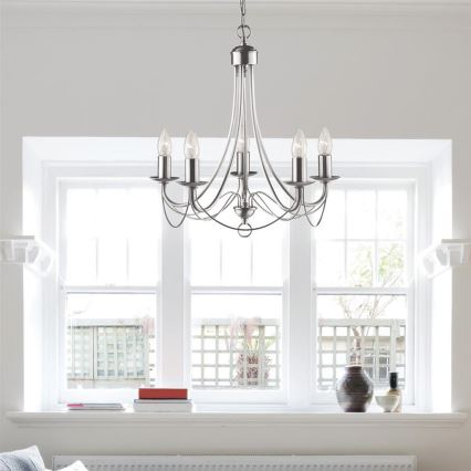 Searchlight - Żyrandol na łańcuchu MAYPOLE 5xE14/40W/230V chrom błyszczący