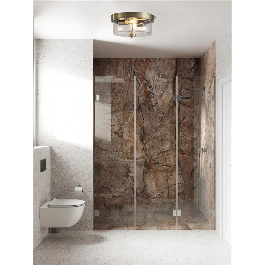 Searchlight - Lampa sufitowa łazienkowa PRESTON 2xE27/60W/230V IP44 Ø 33 cm mosiądz