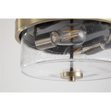 Searchlight - Lampa sufitowa łazienkowa PRESTON 2xE27/60W/230V IP44 Ø 33 cm mosiądz