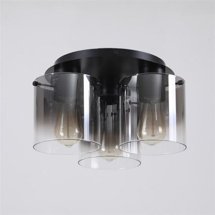 Searchlight - Lampa sufitowa SWEDEN 3xE27/60W/230V Ø 39 cm czarny/dymiony