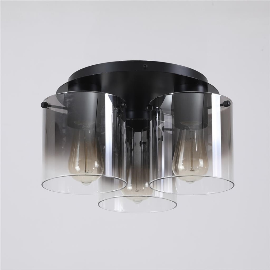 Searchlight - Lampa sufitowa SWEDEN 3xE27/60W/230V Ø 39 cm czarny/dymiony