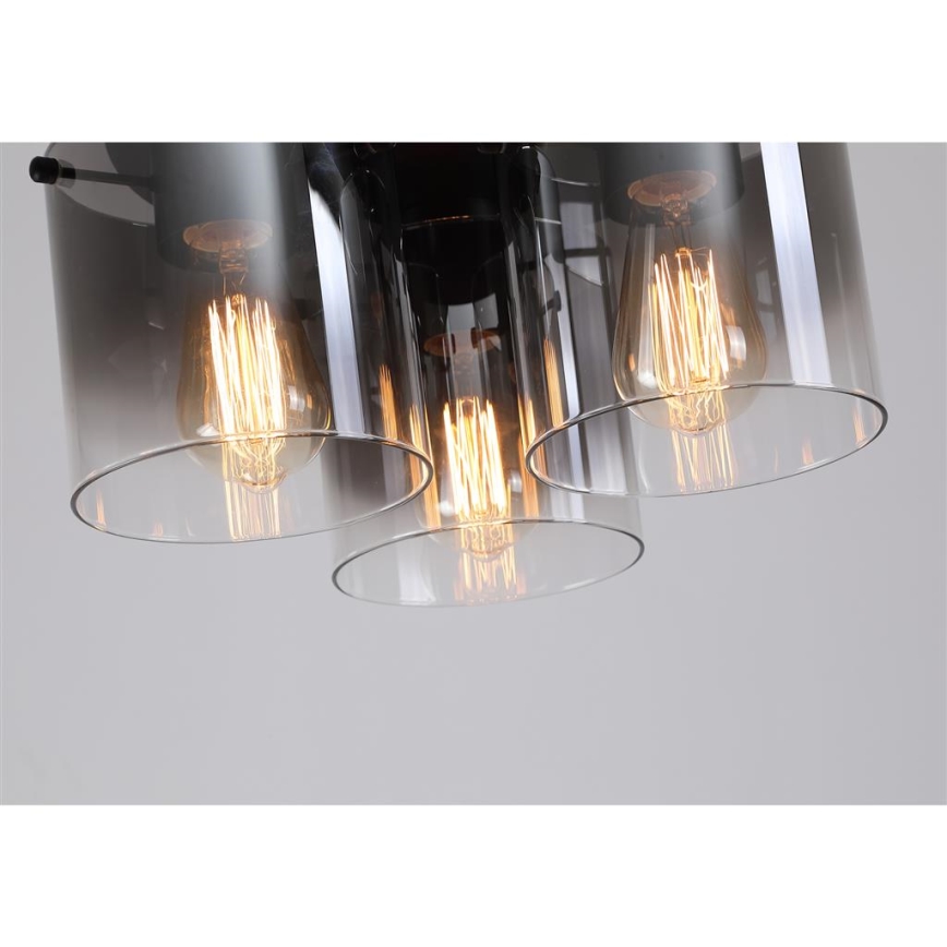 Searchlight - Lampa sufitowa SWEDEN 3xE27/60W/230V Ø 39 cm czarny/dymiony