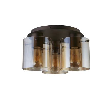 Searchlight - Lampa sufitowa SWEDEN 3xE27/60W/230V Ø 39 cm brązowa/dymna