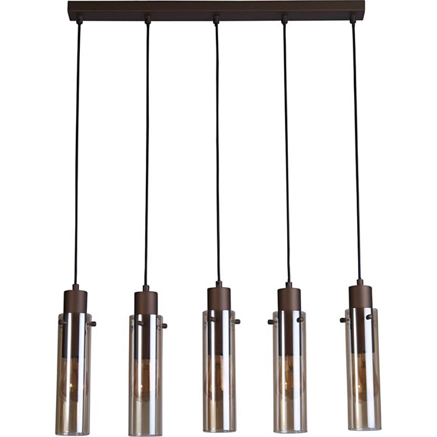 Searchlight - Żyrandol na linkach SWEDEN 5xE27/60W/230V brązowy/przydymiony