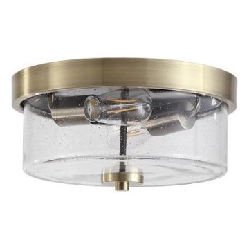 Searchlight - Lampa sufitowa łazienkowa PRESTON 2xE27/60W/230V IP44 Ø 33 cm mosiądz