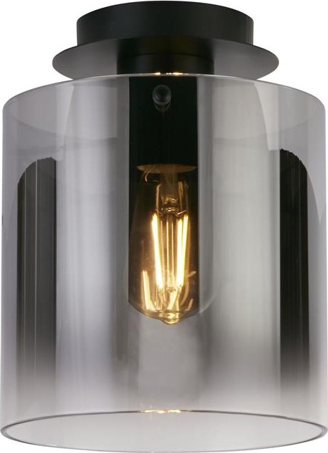 Searchlight - Lampa sufitowa SWEDEN 1xE27/60W/230V, średnica 22 cm, czarna z przydymionym kloszem