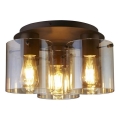 Searchlight - Lampa sufitowa SWEDEN 3xE27/60W/230V Ø 39 cm brązowa/dymna