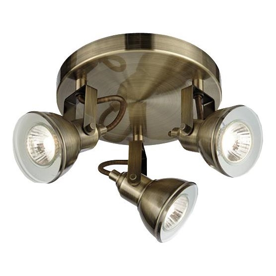 Searchlight - Oświetlenie punktowe FOCUS 3xGU10/50W/230V mosiądz