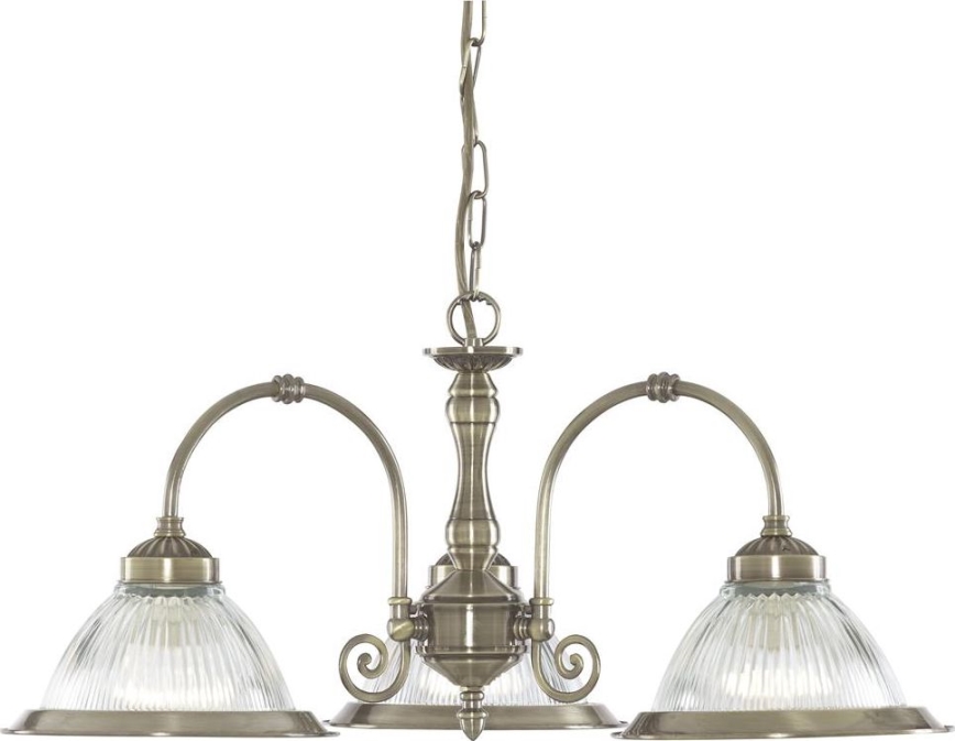 Searchlight - Żyrandol na łańcuchu AMERICAN DINER 3xE27/60W/230V mosiądz