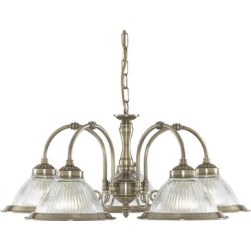 Searchlight - Żyrandol na łańcuchu AMERICAN DINER 5xE27/60W/230V mosiądz