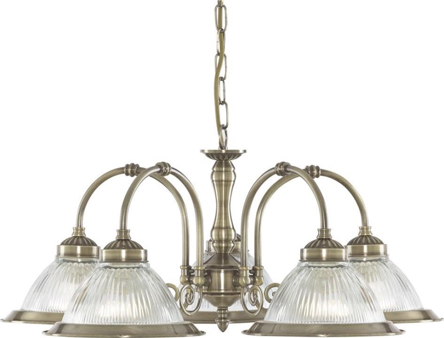 Searchlight - Żyrandol na łańcuchu AMERICAN DINER 5xE27/60W/230V mosiądz