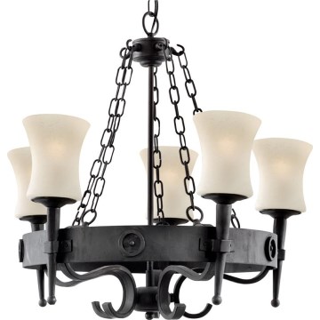 Searchlight - Żyrandol na łańcuchu CARTWHEEL 5xE27/60W/230V czarny