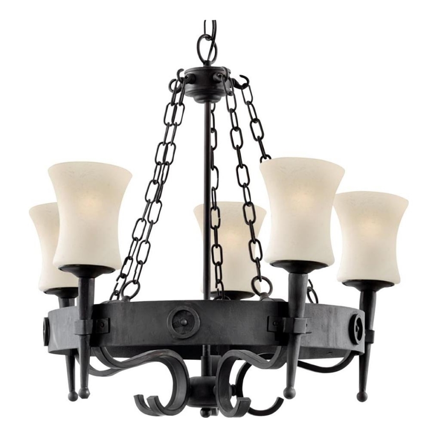 Searchlight - Żyrandol na łańcuchu CARTWHEEL 5xE27/60W/230V czarny