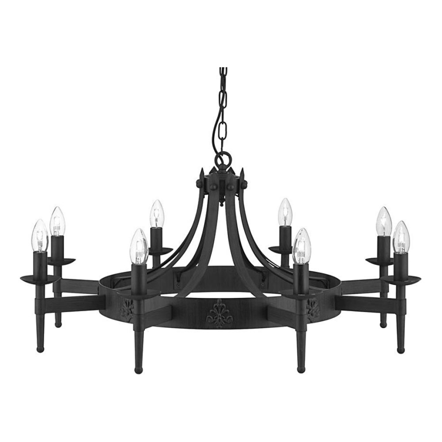 Searchlight - Żyrandol na łańcuchu CARTWHEEL 8xE14/60W/230V czarny
