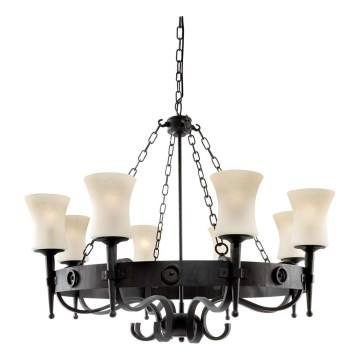 Searchlight - Żyrandol na łańcuchu CARTWHEEL 8xE27/60W/230V czarny