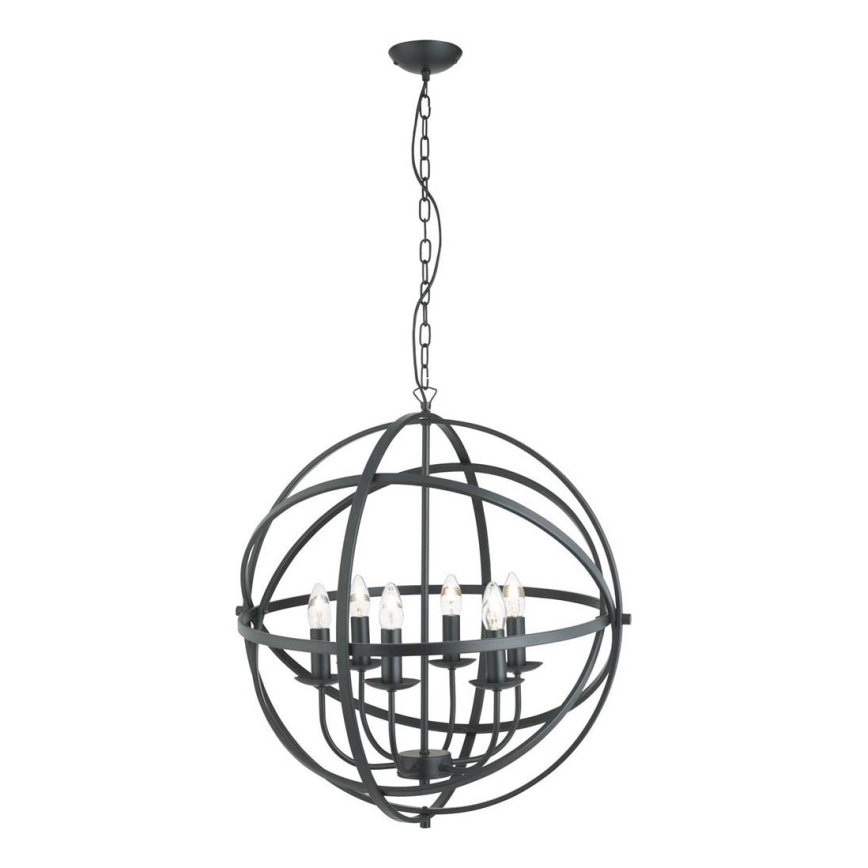 Searchlight - Żyrandol na łańcuchu ORBIT 6xE14/60W/230V czarny