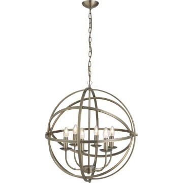Searchlight - Żyrandol na łańcuchu ORBIT 6xE14/60W/230V mosiądz