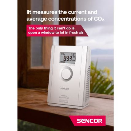 Sencor - Bezprzewodowy czujnik dwutlenku węgla 5V/3xAA 2000 mAh