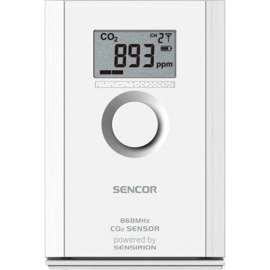 Sencor - Bezprzewodowy czujnik dwutlenku węgla 5V/3xAA 2000 mAh