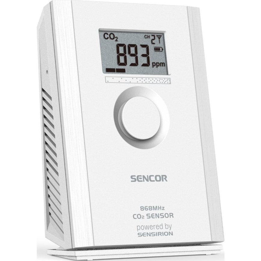 Sencor - Bezprzewodowy czujnik dwutlenku węgla 5V/3xAA 2000 mAh