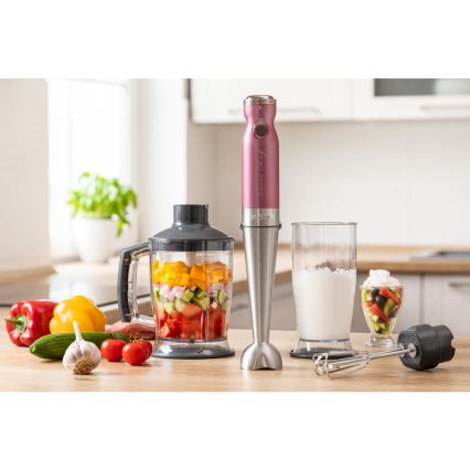 Sencor - Blender kijowy 4w1 1200W/230V stal nierdzewna/różowy