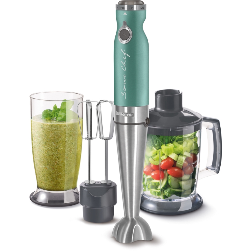 Sencor - Blender kijowy 4w1 1200W/230V stal nierdzewna/turkus