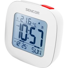 Sencor - Budzik z wyświetlaczem LCD i termometrem 2xAAA biały