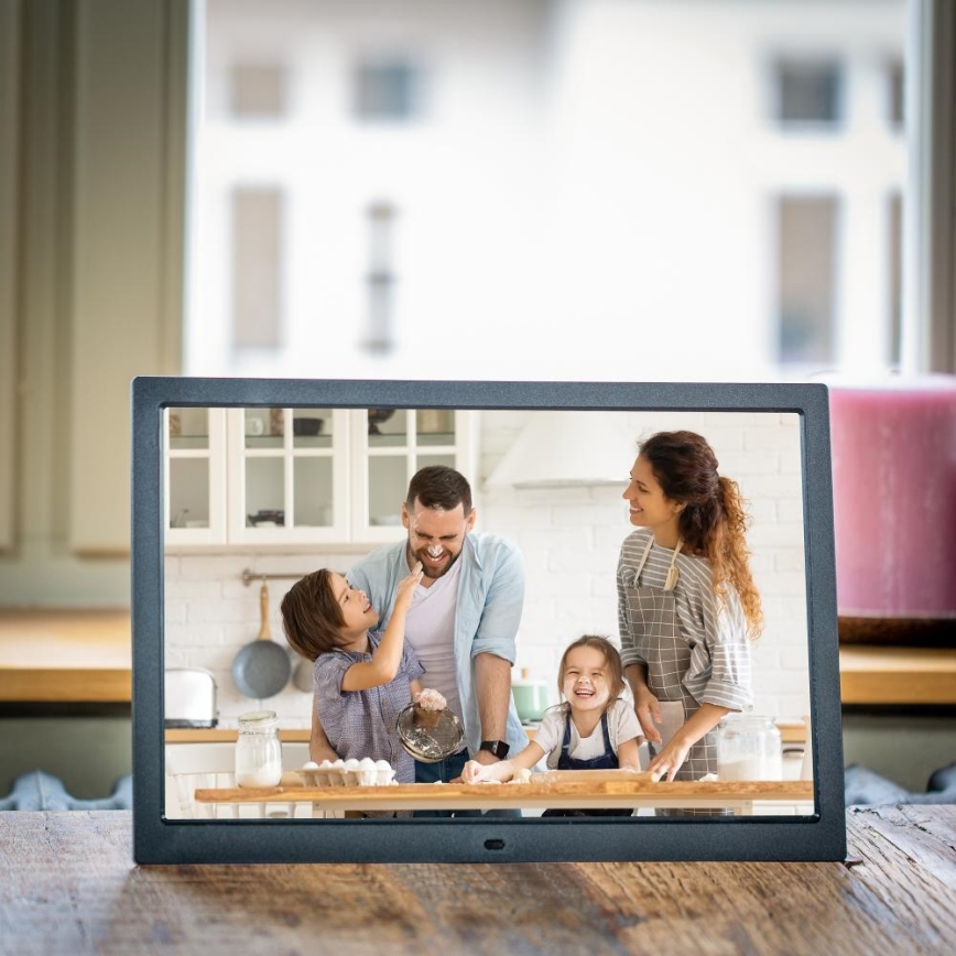 Sencor - Cyfrowa ramka na zdjęcia 15,4 z głośnikiem 230V czarna + pilot zdalnego sterowania