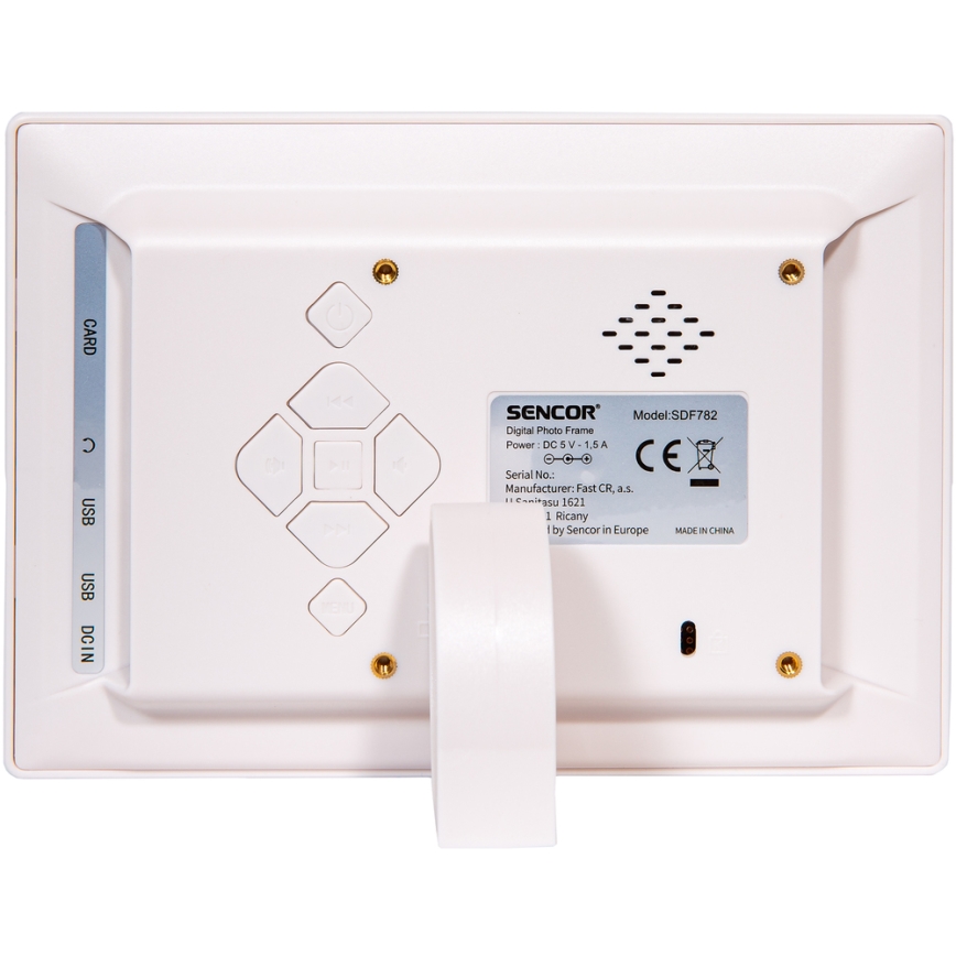 Sencor - Cyfrowa ramka na zdjęcia 7 z głośnikiem 230V biała + pilot zdalnego sterowania