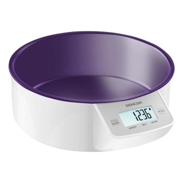 Sencor - Cyfrowa waga kuchenna 2xAAA biała/fioletowa