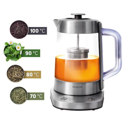 Sencor - Czajnik elektryczny z regulacją temperatury 1,5 l 1500 W/230 V, stal nierdzewna