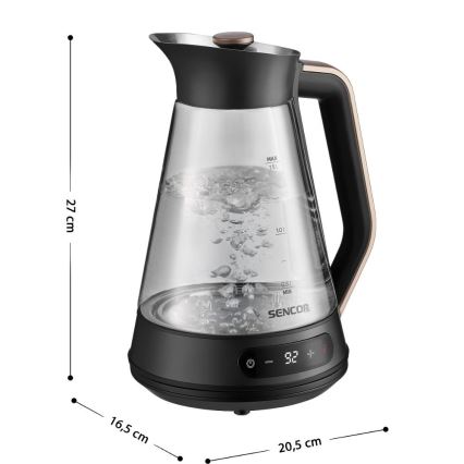 Sencor - Czajnik elektryczny z regulacją temperatury 1,5 l 2150W/230V czarny/różowe złoto