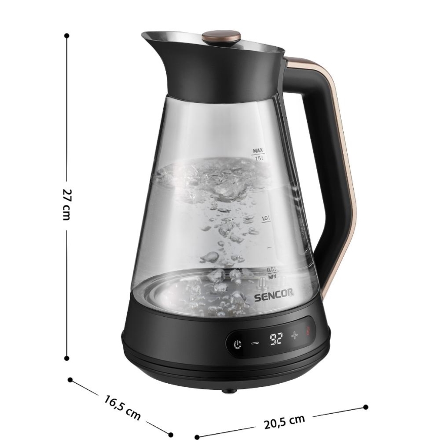 Sencor - Czajnik elektryczny z regulacją temperatury 1,5 l 2150W/230V czarny/różowe złoto