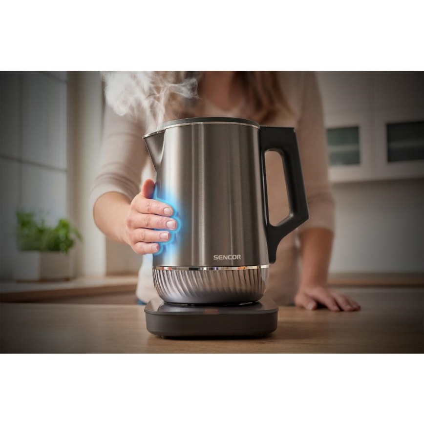 Sencor - Czajnik elektryczny z regulacją temperatury, 1,7 l, 1800W/230V, ze stali nierdzewnej