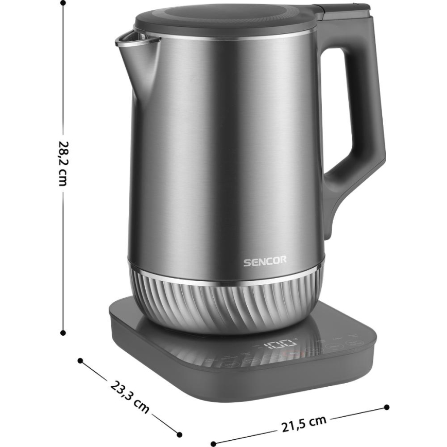Sencor - Czajnik elektryczny z regulacją temperatury, 1,7 l, 1800W/230V, ze stali nierdzewnej