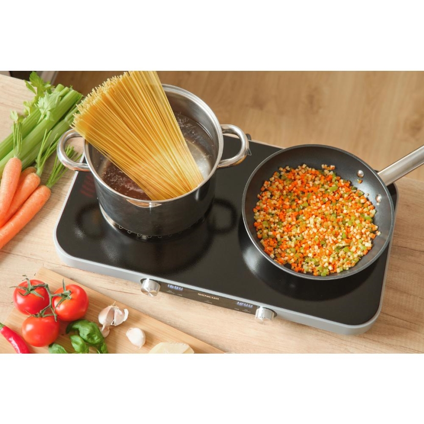 Sencor - Dwupalnikowa płyta ceramiczna z wyświetlaczem LCD 3500W/230V