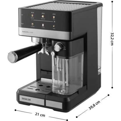 Sencor - Ekspres kolbowy do espresso 1350W/230V czarny/matowy chrom