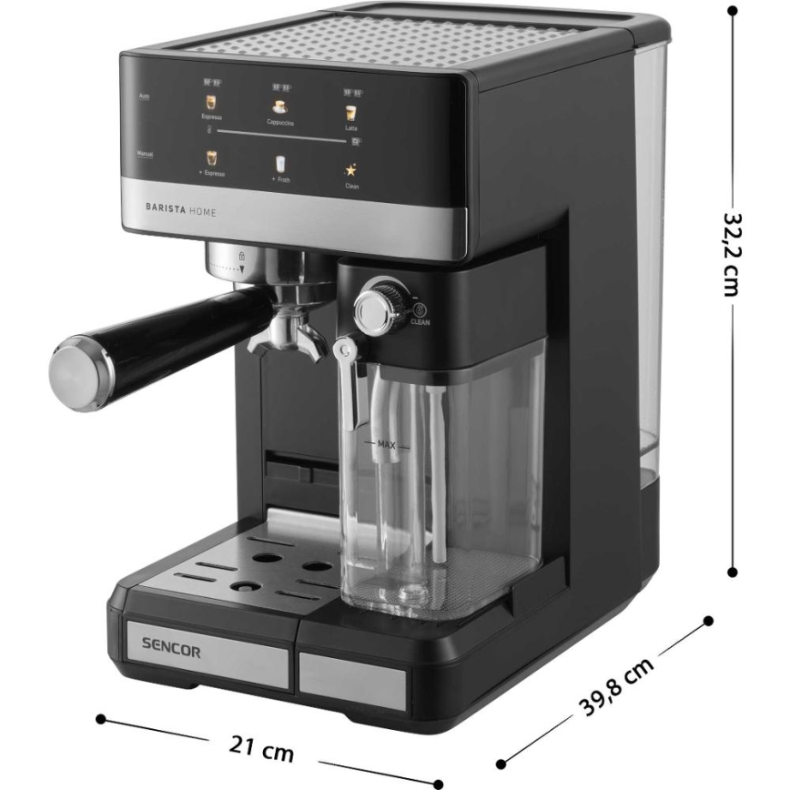Sencor - Ekspres kolbowy do espresso 1350W/230V czarny/matowy chrom