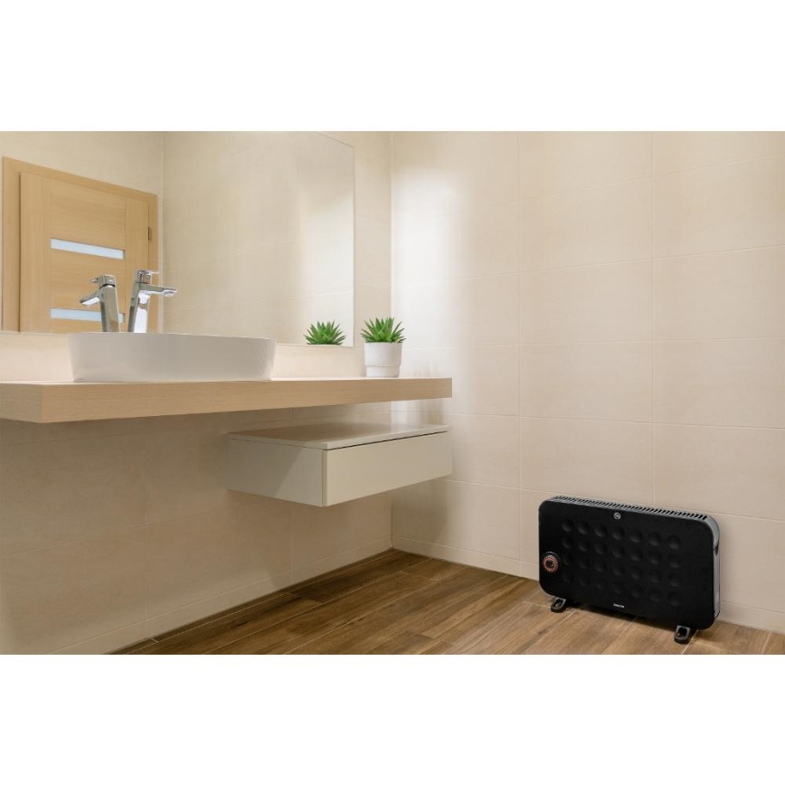 Sencor - Elektryczny grzejnik przestrzenny/konwektor 750/1250/2000W/230V termostat IP24 czarny