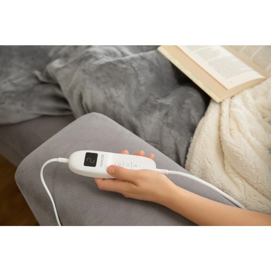 Sencor - Elektryczny koc grzewczy 160 W/230 V, 180 x 130 cm, szary