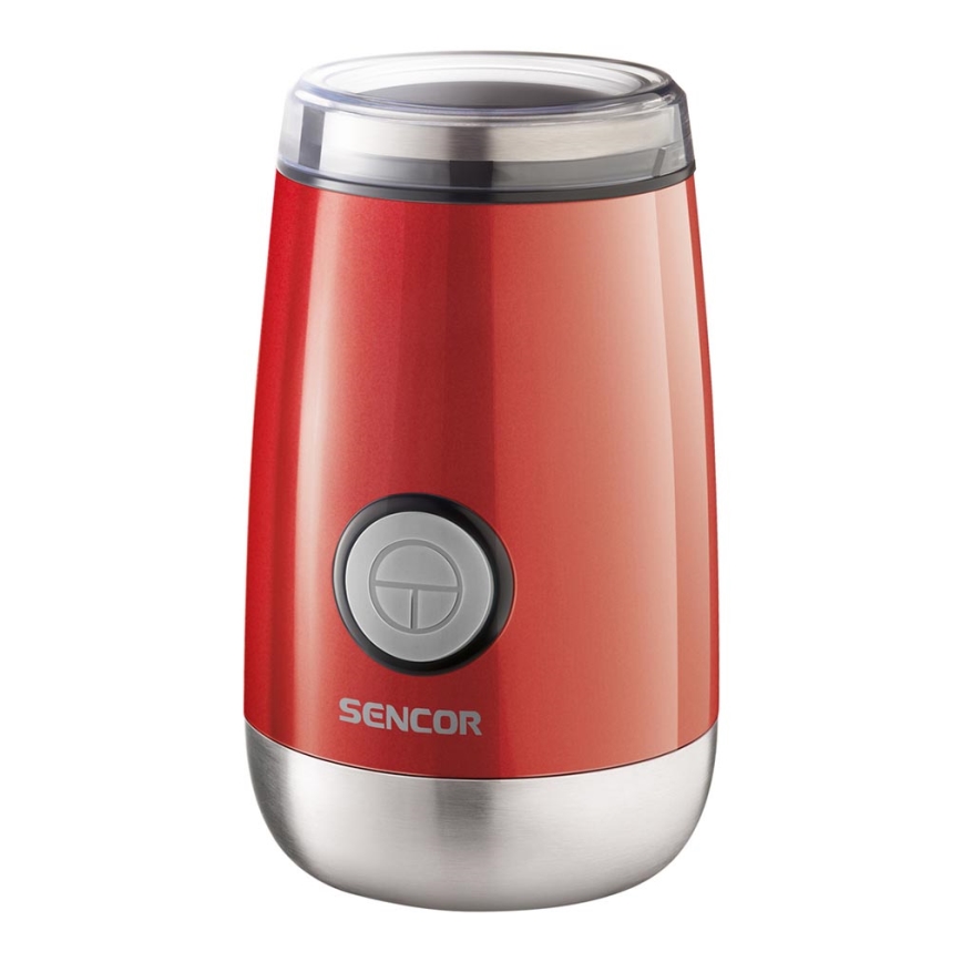 Sencor - Elektryczny młynek do kawy 60 g 150W/230V czerwony/matowy chrom