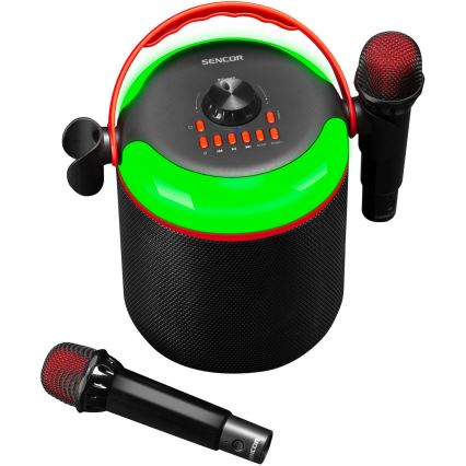 Sencor - Głośnik LED z bezprzewodowymi mikrofonami 4000 mAh + 2x 1200 mAh