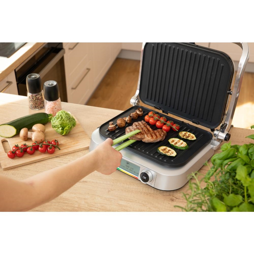 Sencor - Grill elektryczny 2100W/230V matowy chrom