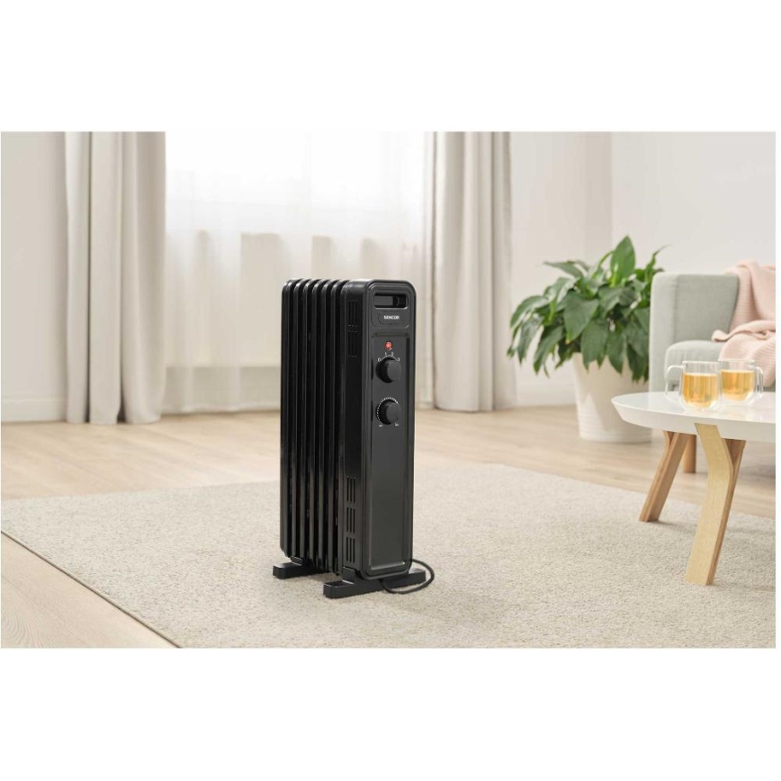Sencor - Grzejnik olejowy 7-żebrowy 600/900/1500W/230V czarny