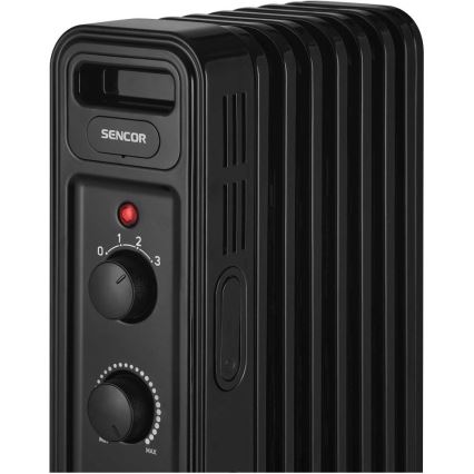Sencor - Grzejnik olejowy 7-żebrowy 600/900/1500W/230V czarny